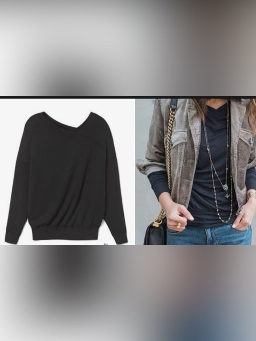 Cabi Beals Sweatshirt #5322, Black Comfortable Relaxed fit Size L